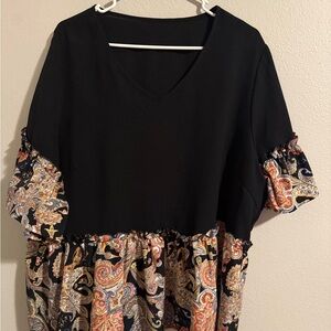 SHEIN Black and Multicolor Paisley Top